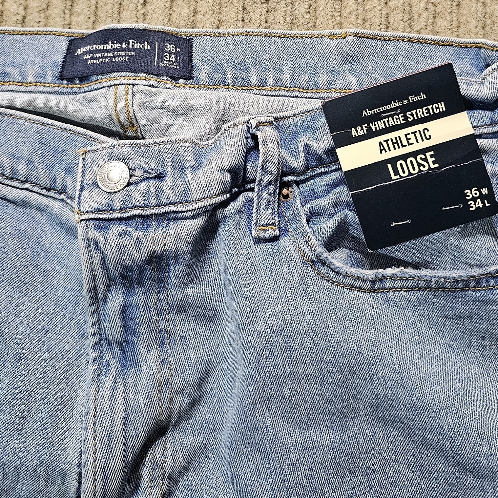 Abercrombie & Fitch Light Blue Relaxed Athletic Loose Jeans